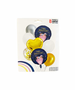 Black Anniversary Foil Balloons 8pc