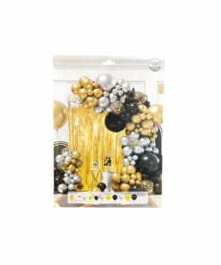 Gold Silver Black Balloon Garland Kit 100pc