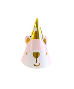 Pink Baby Bear Paper Hat 15cm 10pc