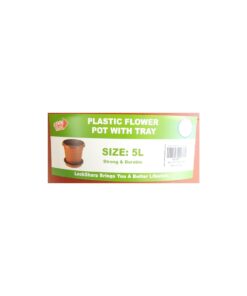 Alternative view of Plastic Flower Pot With Tray 5L Dia 24 x H 21cm