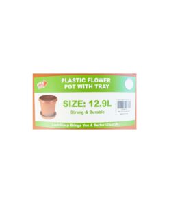 Alternative view of Plastic Flower Pot With Tray 12.9L Dia 33 x H 28cm