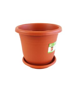 Plastic Flower Pot With Tray 12.9L Dia 33 x H 28cm