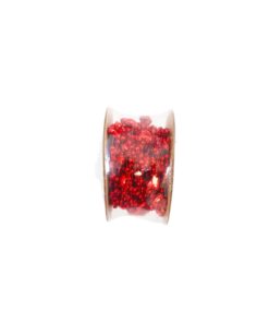 Red Heart-shaped Pearl Beaded Trim String 10m