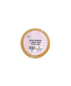 White Pearl Beaded Rose Trim String Ribbon 4.5m
