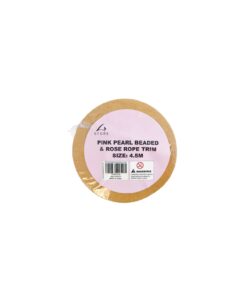 Pink Pearl Beaded Rose Trim String Ribbon 4.5m