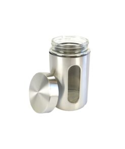 Glass Storage Jar with Metal Sleeve 900ml 10 x 10 x 17.8cm