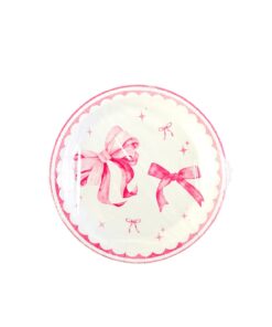 Pink Bow 9" Paper Plates 12pc