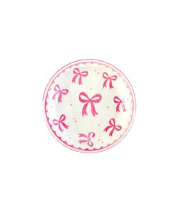 Pink Bow 7" Paper Plates 12pc