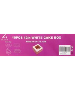 12in White Cake Box with Window 30x30x12.7cm 10pc