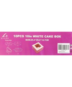 10in White Cake Box with Window 25.4x25.4x12.7cm 10pc