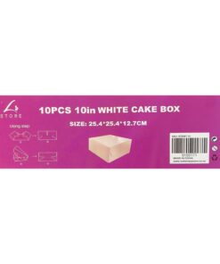 10in White Cake Box 25.4x25.4x12.7cm 10pc