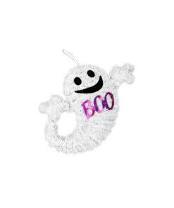 Hanging Tinsel Ghost Ornament 23cm