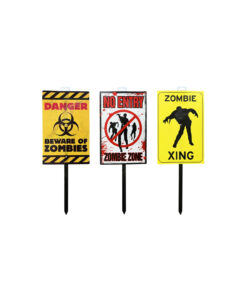 Zombie Warning Sign Stake Assorted 58cm