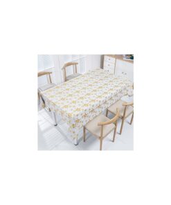 Golden Frangipani On White Tablecloth 100x137cm 280gsm