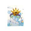 Blue Happy Birthday Crown Foil Balloons 6pc