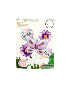 Butterfly Flowers Foil Balloons 5pc