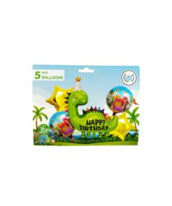 Green Dinosaur Foil Balloons 5pc