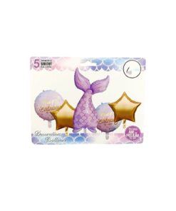 Purple Mermaid Tail Foil Balloons 5pc