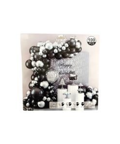 Black Silver Balloon Garland Kit 100pc