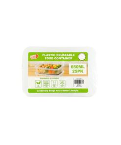 Reuseable PP Food Container 650ml 25pc