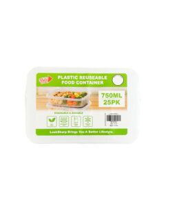Reuseable PP Food Container 750ml 25pc