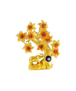 Gold Elephant and Lucky Tree Figurine