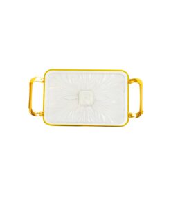 Small Square Lotus Plate with Gold Rim 37.8x20.5x5.5cm