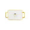 Medium Square Lotus Plate with Gold Rim 42.5x24x5.5cm
