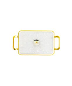 Medium Square Lotus Plate with Gold Rim 42.5x24x5.5cm
