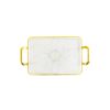 Large Square Lotus Plate with Gold Rim 47x28.5x5.5cm