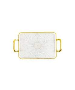 Large Square Lotus Plate with Gold Rim 47x28.5x5.5cm