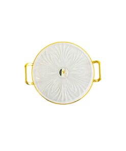 Large Round Lotus Plate with Gold Rim 40.5x46x5.5cm