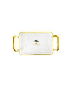 Square Sunflower Tray with Gold Rim 37.8x20.5x5.5cm