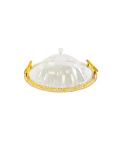 Round Gold Rim Tray with Lid 35x35x11.5cm