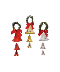 Triple Tinsel Hanger Bells Assorted 43cm