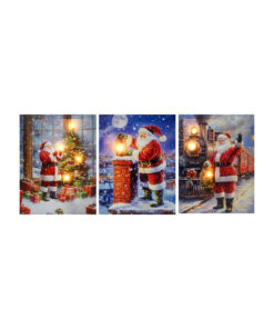 Santa Light Up Canvas Assorted 30x40cm