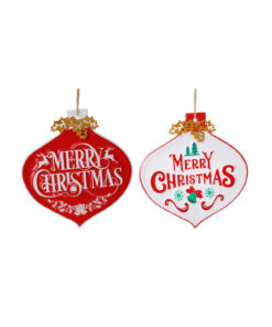 Hanging Metal Bauble Plaque Assorted