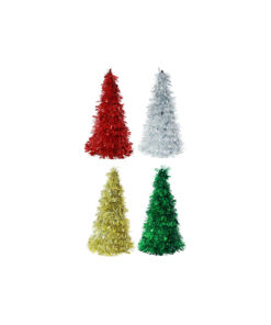 Tinsel Cone Tree Laser Assorted 26cm