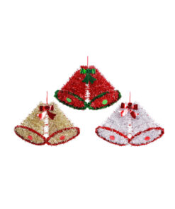 Tinsel Twin Bell Plaque Assorted
