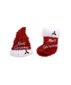 Tinsel Stocking / Hat Plaque Assorted