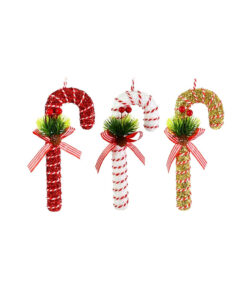 Hanging Glitter Candycane Decor Assorted 20cm