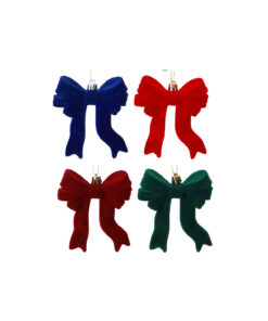Hanging Flocked Bow Assorted 10cm