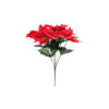 Flocked Poinsettia 7 Head Bunch 30cm