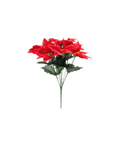 Flocked Poinsettia 7 Head Bunch 30cm
