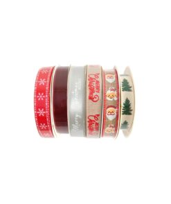 Christmas Wrapping Ribbon Roll Assorted 2cmx9m