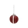 Dark Red Foam Christmas Ball With White Line 8cm
