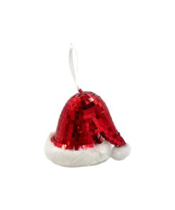 Red Disco Christmas Hat Ornament 12x10cm