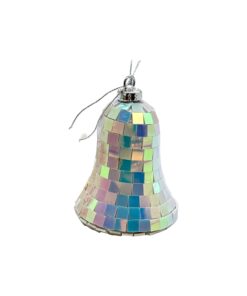Iridescent Disco Ornament Bell 7x10cm