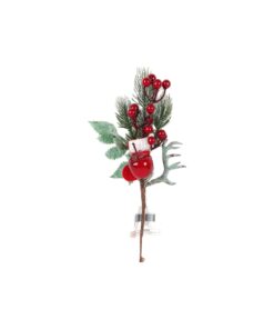 Artificial Pine Branch Picks With Red Berries 32cm