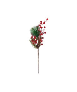 Artificial Pine Branch Picks With Red Berries 53cm